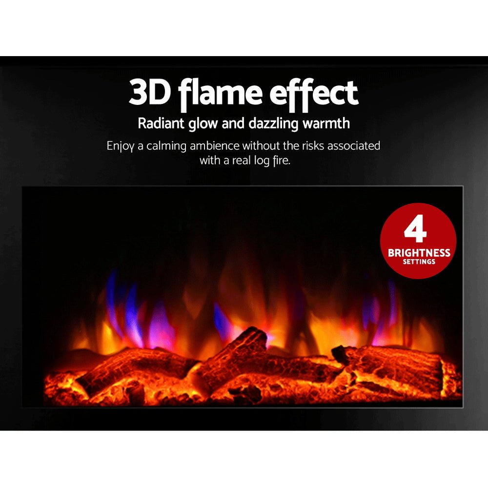 2000W Realistic Flame Effect Wall Mounted Fireplace - Rivercity House & Home Co. (ABN 18 642 972 209) - Affordable Modern Furniture Australia