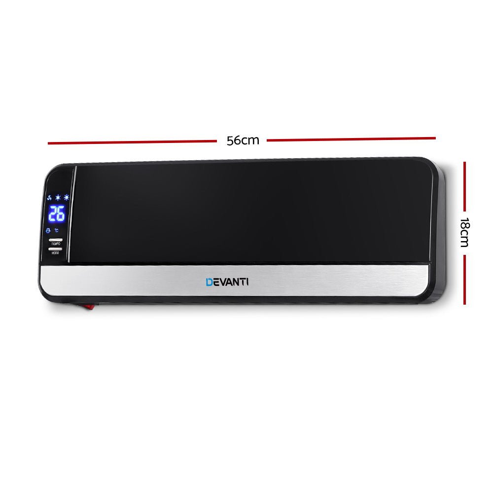 2000W Wall Mounted Panel Heater - Black - Rivercity House & Home Co. (ABN 18 642 972 209) - Affordable Modern Furniture Australia