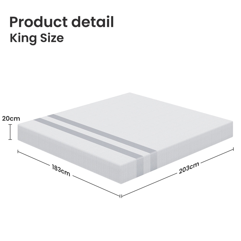 20cm King Reversible Gel Memory Foam Mattress Medium Soft & Firm - Furniture > Mattresses > King Size Mattress - Rivercity House & Home Co. (ABN 18 642 972 209) - Affordable Modern Furniture Australia