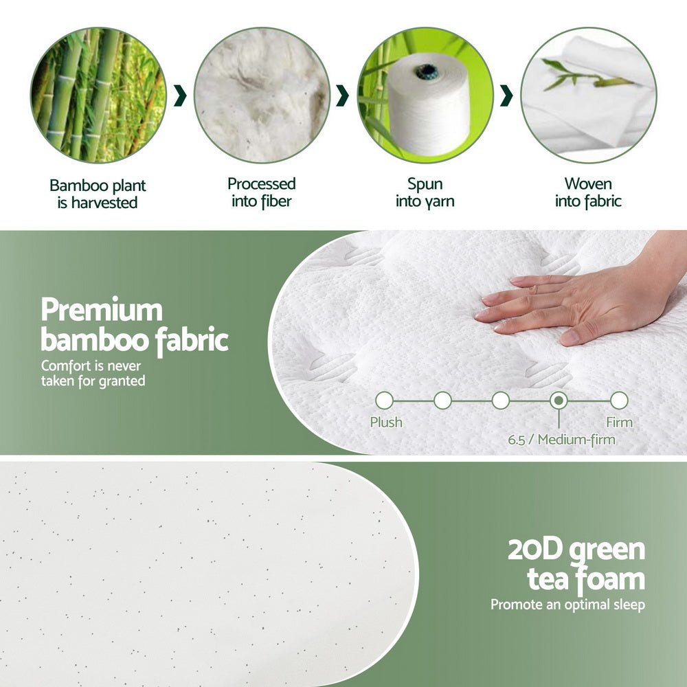 20cm King Single Green Tea Mattresses - Furniture > Mattresses > Single Mattress - Rivercity House & Home Co. (ABN 18 642 972 209) - Affordable Modern Furniture Australia