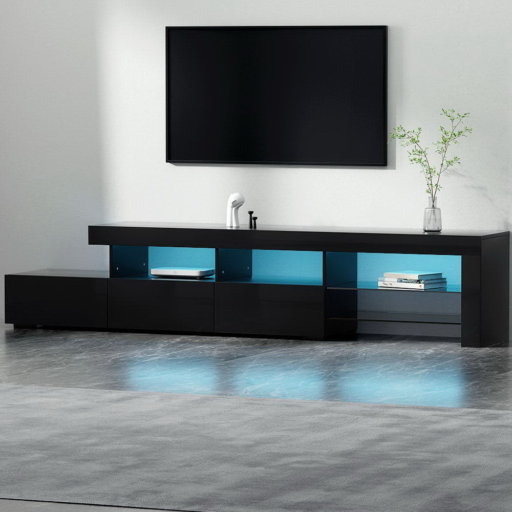 215cm LED TV Cabinet Entertainment Unit - Black - Furniture > Living Room - Rivercity House & Home Co. (ABN 18 642 972 209) - Affordable Modern Furniture Australia