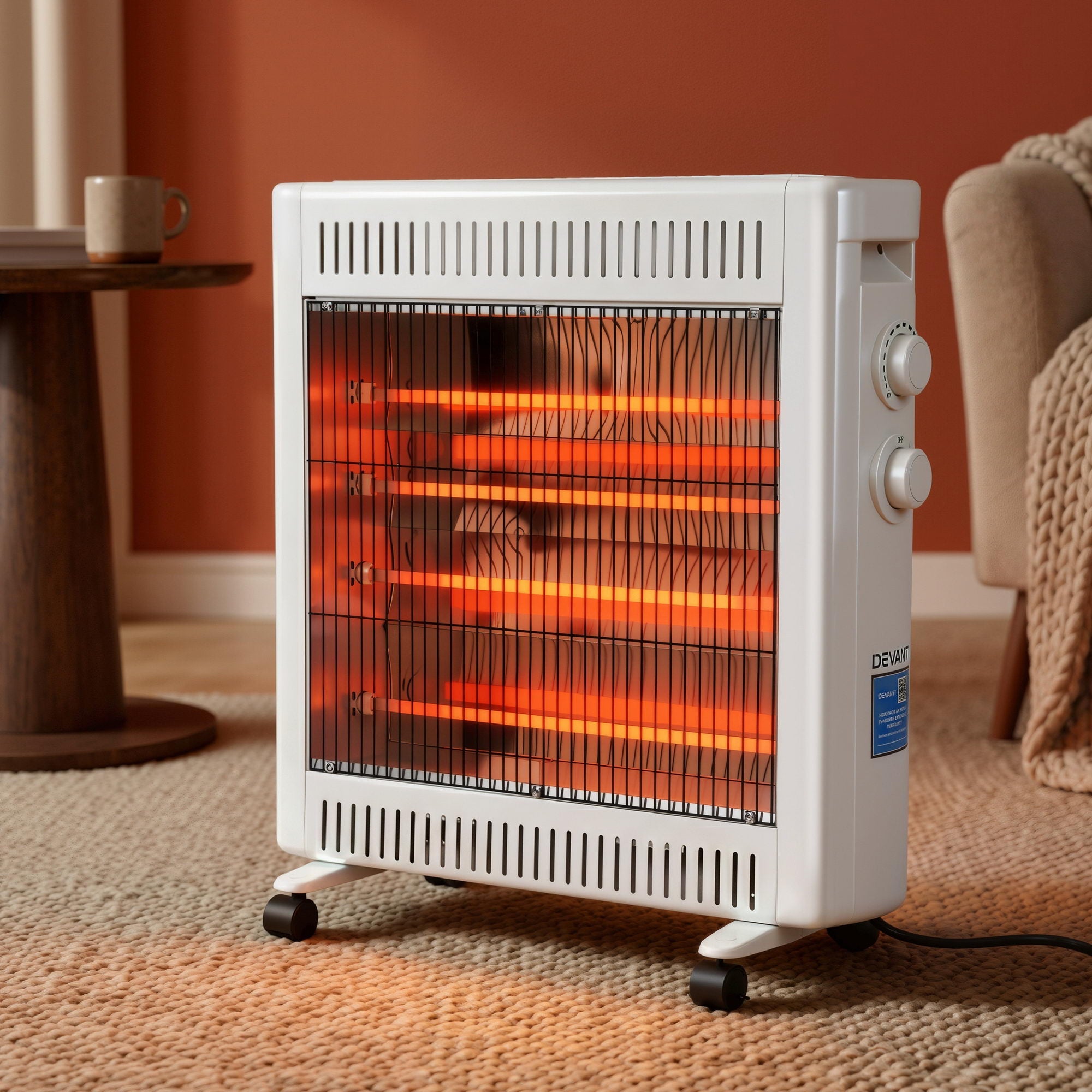 2200W Infrared Radiant Heater Portable Electric Space Heating White - Appliances > Heaters > Patio Heaters - Rivercity House & Home Co. (ABN 18 642 972 209) - Affordable Modern Furniture Australia