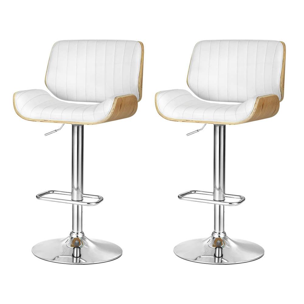 2x Bar Stools Adjustable Leather Chairs - Furniture > Bar Stools & Chairs > Table & Bar Stools - Rivercity House & Home Co. (ABN 18 642 972 209) - Affordable Modern Furniture Australia