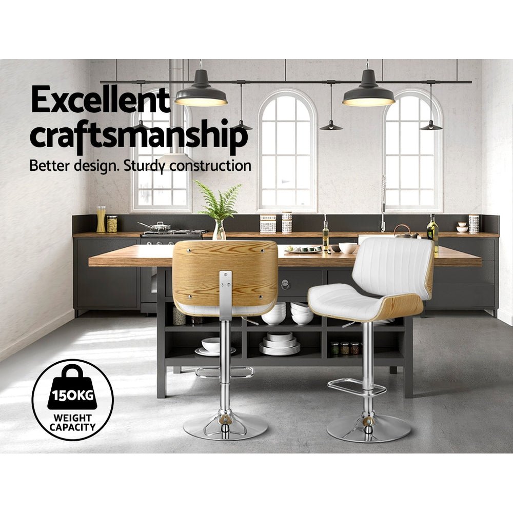 2x Bar Stools Adjustable Leather Chairs - Furniture > Bar Stools & Chairs > Table & Bar Stools - Rivercity House & Home Co. (ABN 18 642 972 209) - Affordable Modern Furniture Australia