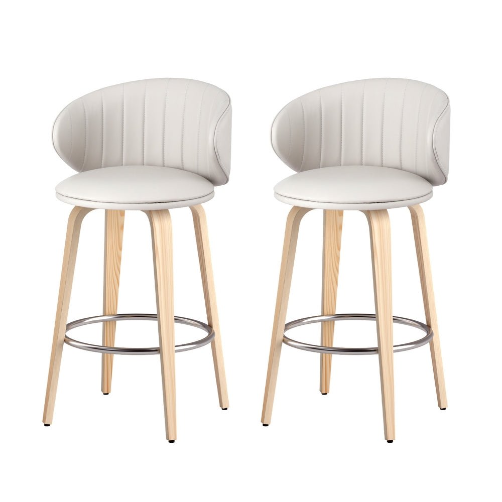 2x Bar Stools Dining Chairs Contoured Leather Wood Stool - Furniture > Bar Stools & Chairs > Table & Bar Stools - Rivercity House & Home Co. (ABN 18 642 972 209) - Affordable Modern Furniture Australia