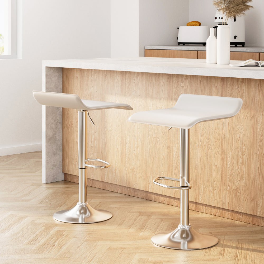2x Bar Stools Faux Leather Chair White - Furniture > Bar Stools & Chairs > Table & Bar Stools - Rivercity House & Home Co. (ABN 18 642 972 209) - Affordable Modern Furniture Australia