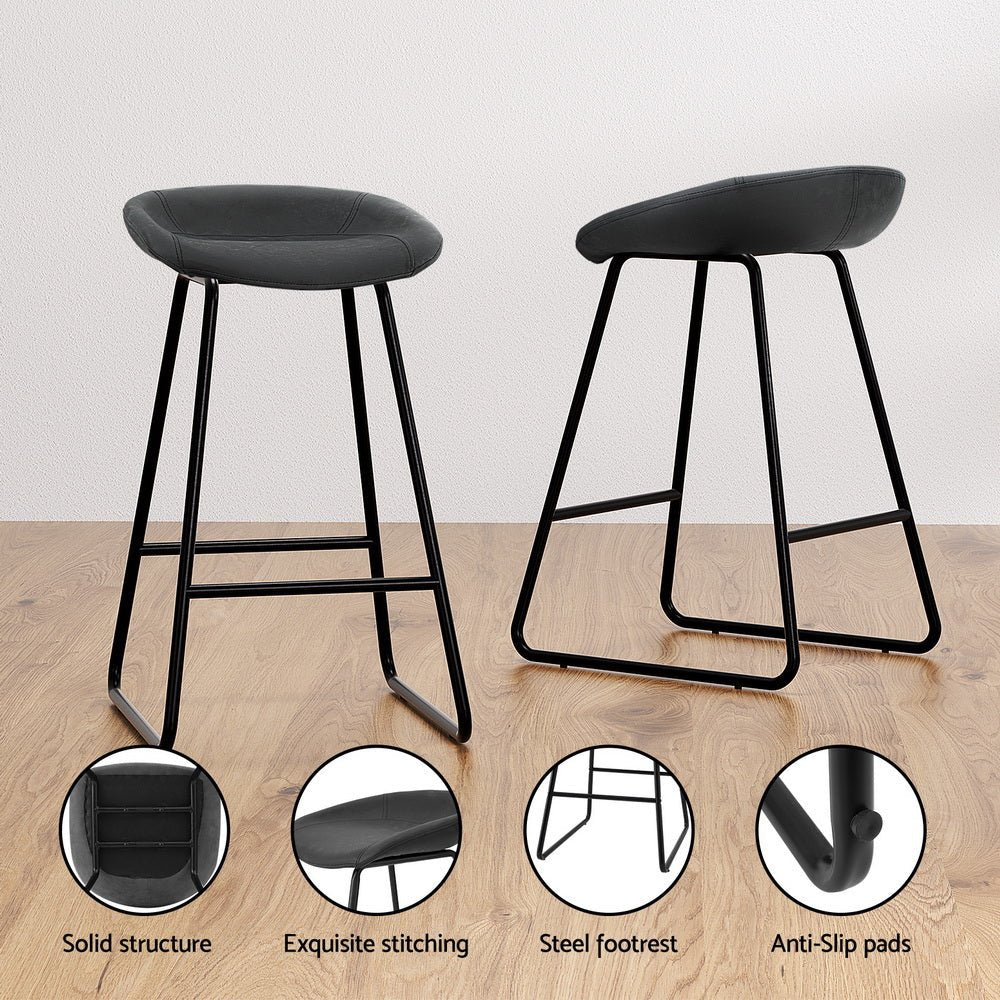 2x Bar Stools Kitchen Dining Chairs Counter Stool PU Leather Metal - Furniture > Bar Stools & Chairs > Table & Bar Stools - Rivercity House & Home Co. (ABN 18 642 972 209) - Affordable Modern Furniture Australia