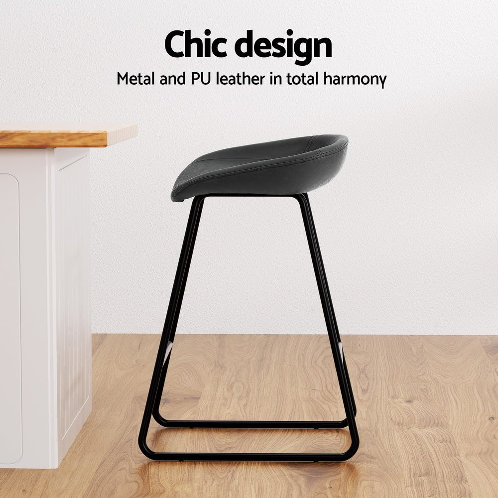 2x Bar Stools Kitchen Dining Chairs Counter Stool PU Leather Metal - Furniture > Bar Stools & Chairs > Table & Bar Stools - Rivercity House & Home Co. (ABN 18 642 972 209) - Affordable Modern Furniture Australia