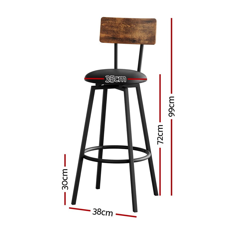 2X Industrial Bar Stools Upholstered Counter Chairs Steel Frame Anti - Scratch - Furniture > Bar Stools & Chairs > Table & Bar Stools - Rivercity House & Home Co. (ABN 18 642 972 209) - Affordable Modern Furniture Australia