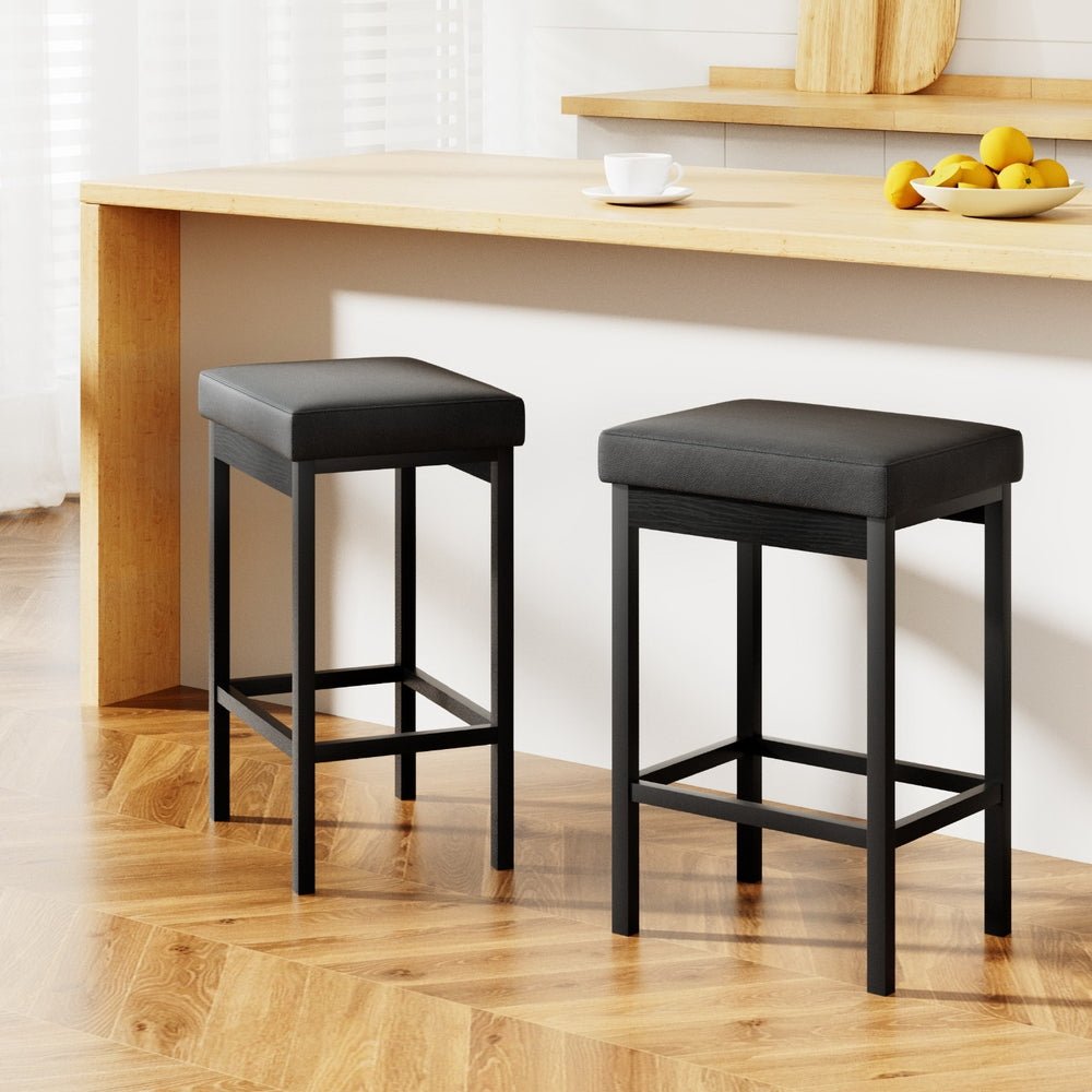 2x Metal Bar Stools PU Seat Dining Counter Chairs - Furniture > Bar Stools & Chairs > Table & Bar Stools - Rivercity House & Home Co. (ABN 18 642 972 209) - Affordable Modern Furniture Australia