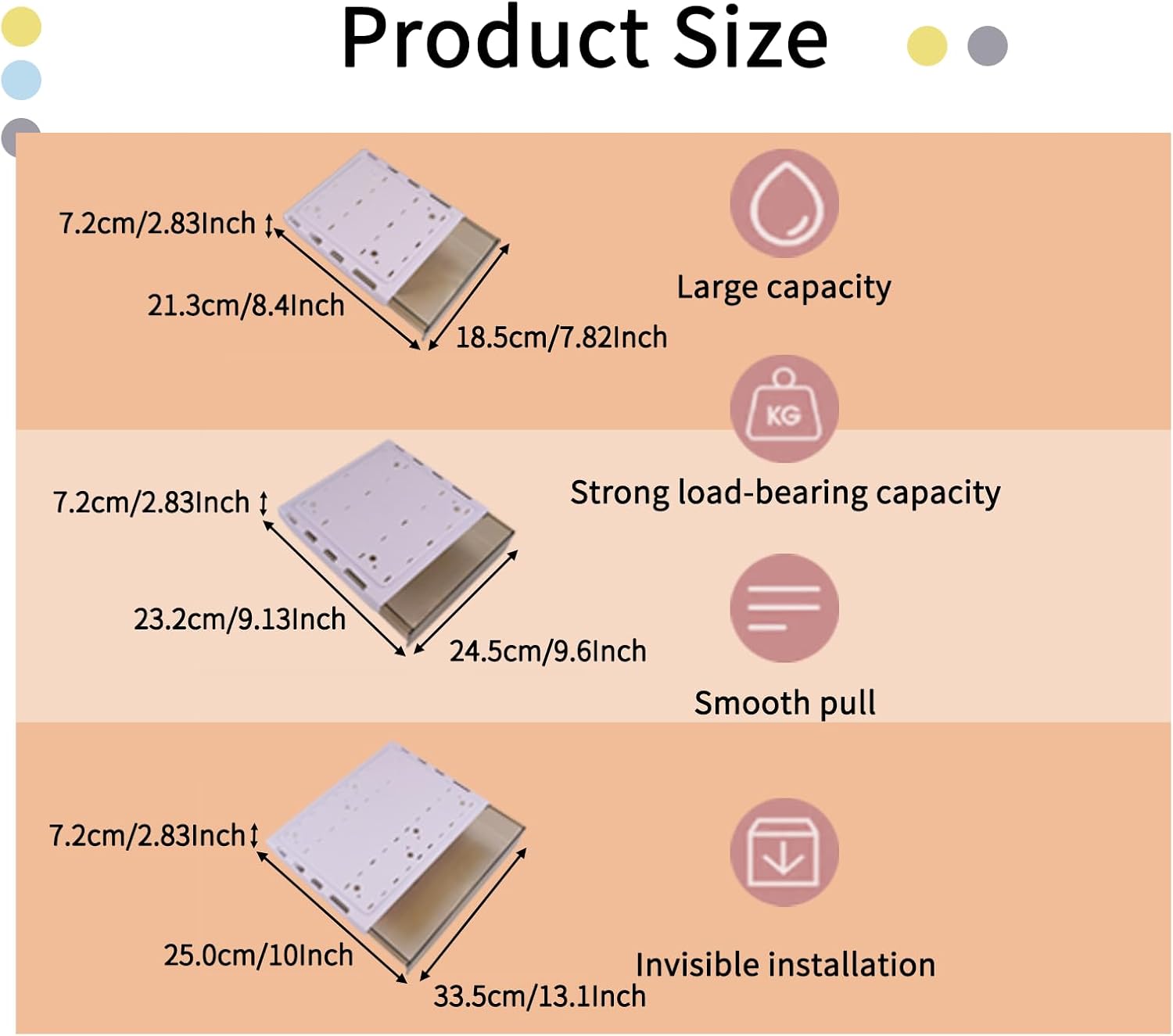 3 - Pack Under Desk Storage Drawers Pull - Out Organiser for Office & Home - Neutral - Furniture > Office > Storage Cabinets - Rivercity House & Home Co. (ABN 18 642 972 209) - Affordable Modern Furniture Australia