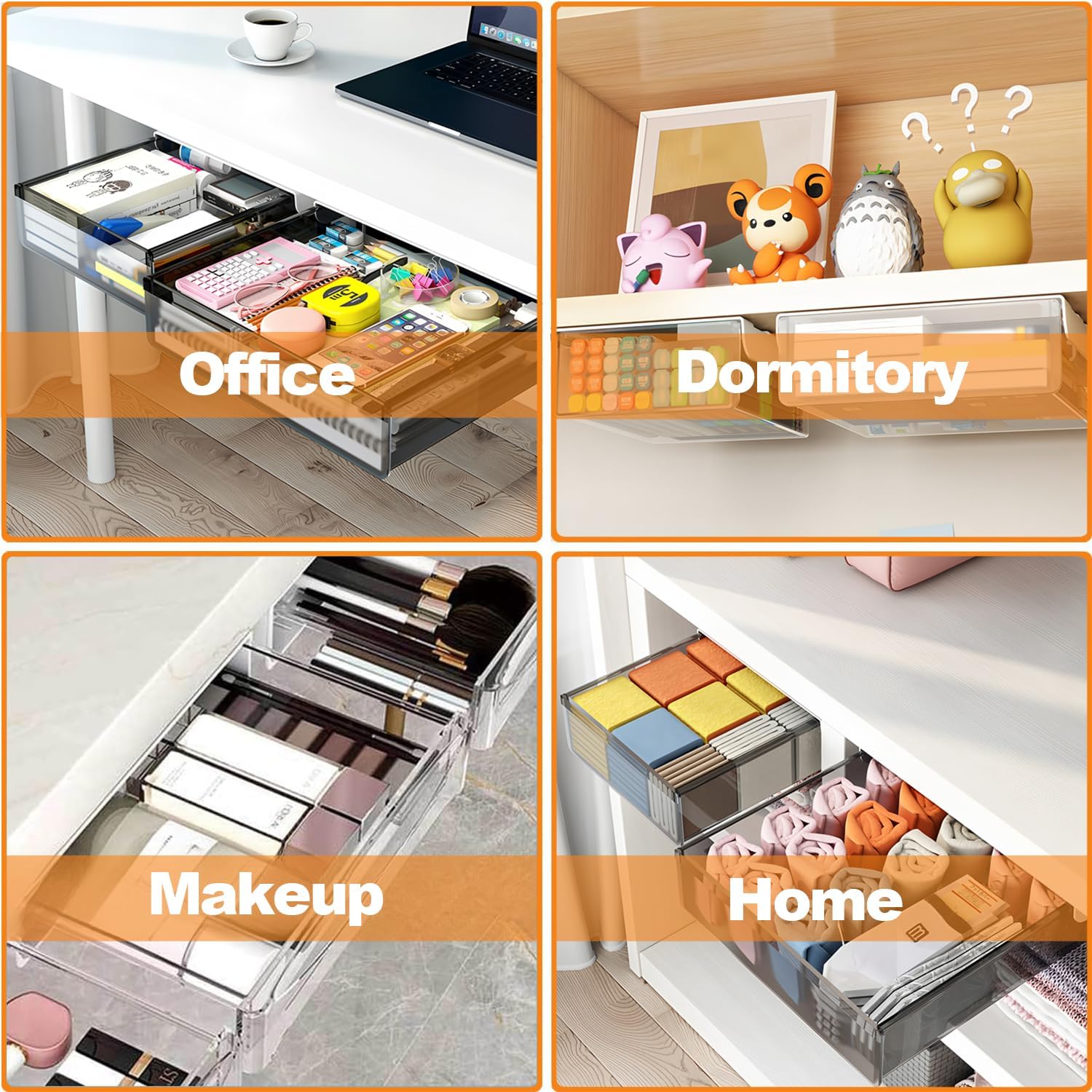 3 - Pack Under Desk Storage Drawers Pull - Out Organiser for Office & Home - Neutral - Furniture > Office > Storage Cabinets - Rivercity House & Home Co. (ABN 18 642 972 209) - Affordable Modern Furniture Australia