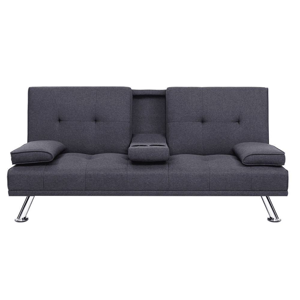 3 Seater Sofa Bed Recliner Futon (Dark Grey) - Rivercity House & Home Co. (ABN 18 642 972 209) - Affordable Modern Furniture Australia