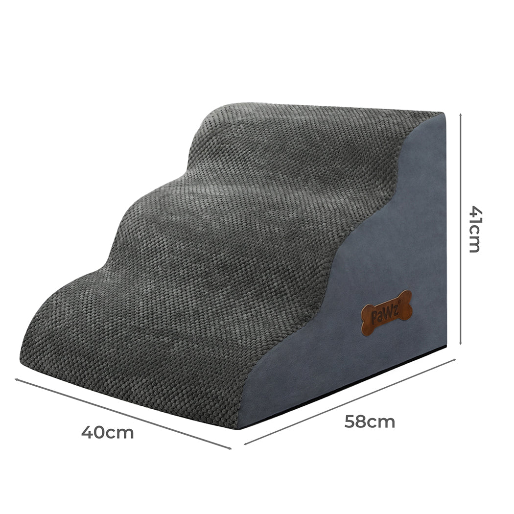 3 - Step High Density Foam Pet Stairs with Non - Slip Surface - Grey - Rivercity House & Home Co. (ABN 18 642 972 209) - Affordable Modern Furniture Australia
