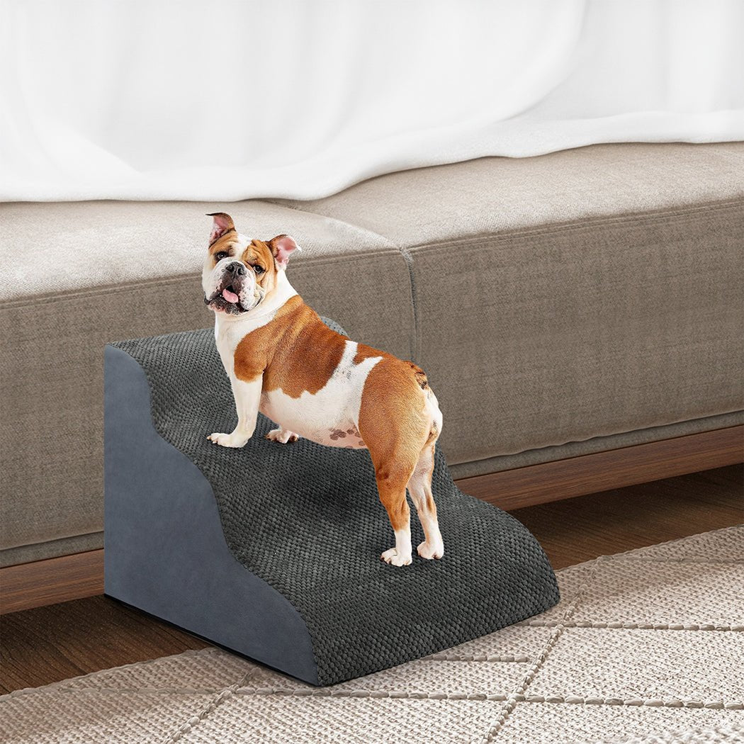 3 - Step High Density Foam Pet Stairs with Non - Slip Surface - Grey - Rivercity House & Home Co. (ABN 18 642 972 209) - Affordable Modern Furniture Australia