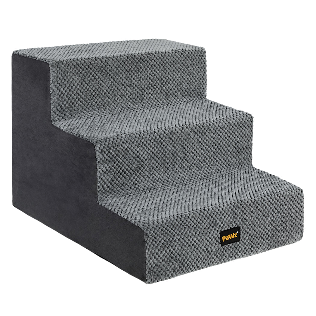 3 - Step Pet Stairs with High - Density Foam Dog Ramp - Grey - Rivercity House & Home Co. (ABN 18 642 972 209) - Affordable Modern Furniture Australia