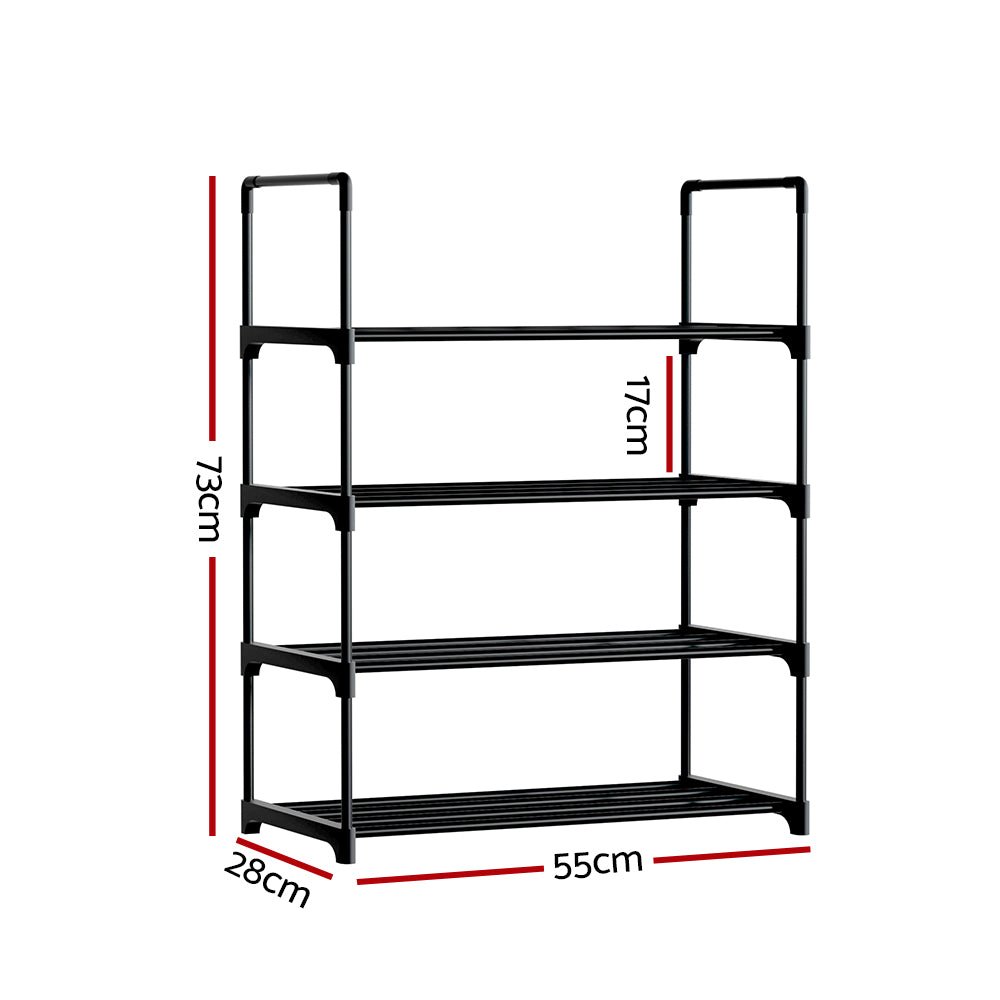 4 Tier Stackable Shoe Rack 55cm Black - Furniture > Living Room - Rivercity House & Home Co. (ABN 18 642 972 209) - Affordable Modern Furniture Australia
