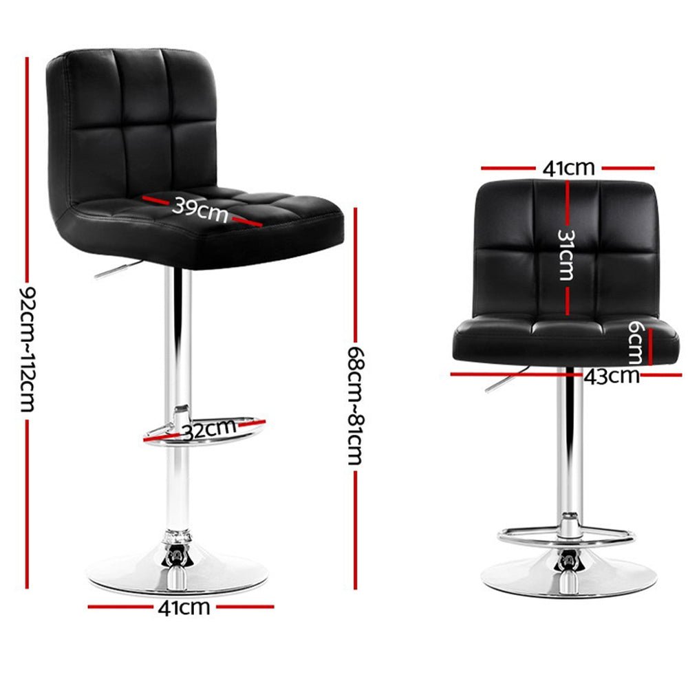 4 x Noel PU Leather Bar Stools Black - Rivercity House & Home Co. (ABN 18 642 972 209) - Affordable Modern Furniture Australia