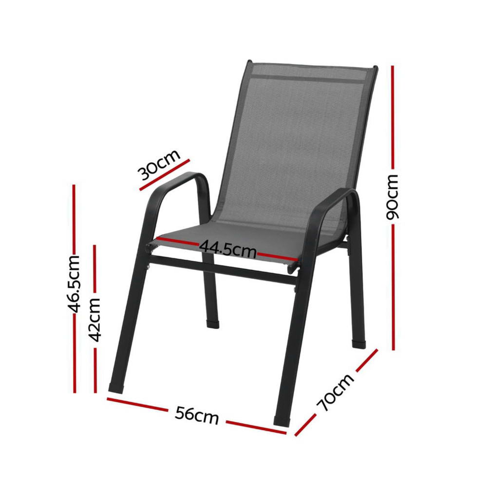 4PC Outdoor Dining Chairs Stackable Lounge Chair Patio Furniture Black - Furniture > Outdoor > Outdoor Chairs - Rivercity House & Home Co. (ABN 18 642 972 209) - Affordable Modern Furniture Australia