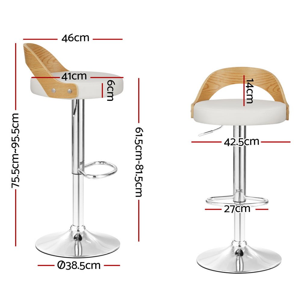 4x Bar Stools Adjustable Leather Padded White - Furniture > Bar Stools & Chairs > Arm Chairs & Recliners - Rivercity House & Home Co. (ABN 18 642 972 209) - Affordable Modern Furniture Australia