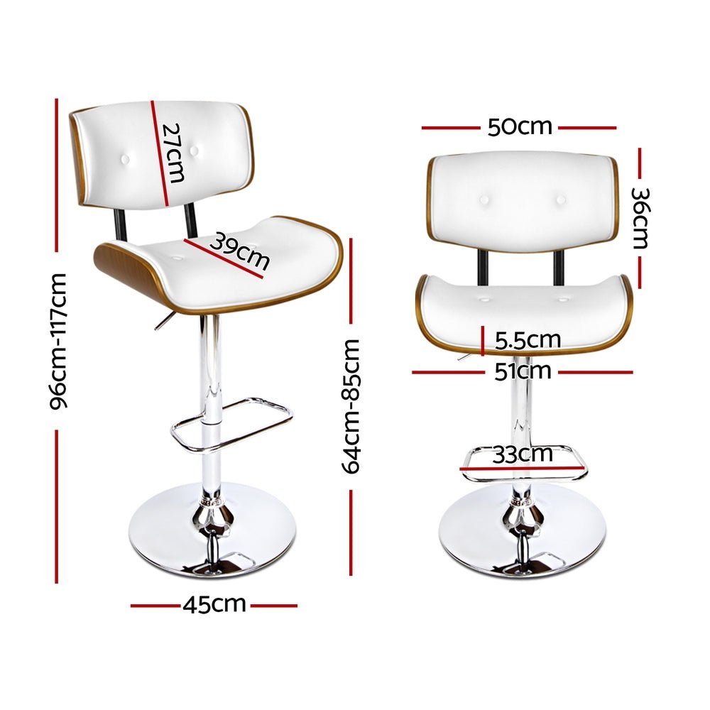 4x Bar Stools Gas Lift Leather White - Furniture > Bar Stools & Chairs > Massage Chairs - Rivercity House & Home Co. (ABN 18 642 972 209) - Affordable Modern Furniture Australia