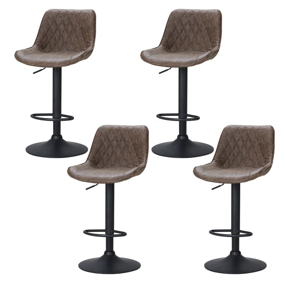 4x Bar Stools Gas Lift Vintage Leather Brown - Furniture > Bar Stools & Chairs > Massage Chairs - Rivercity House & Home Co. (ABN 18 642 972 209) - Affordable Modern Furniture Australia