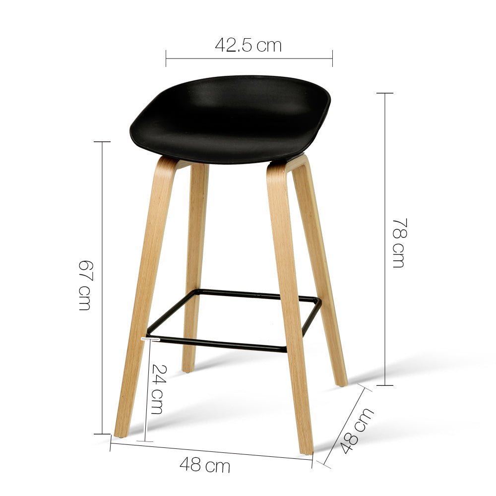 4x Bar Stools Kitchen Counter Stool Dining Chairs Wooden Black - Furniture > Bar Stools & Chairs > Table & Bar Stools - Rivercity House & Home Co. (ABN 18 642 972 209) - Affordable Modern Furniture Australia