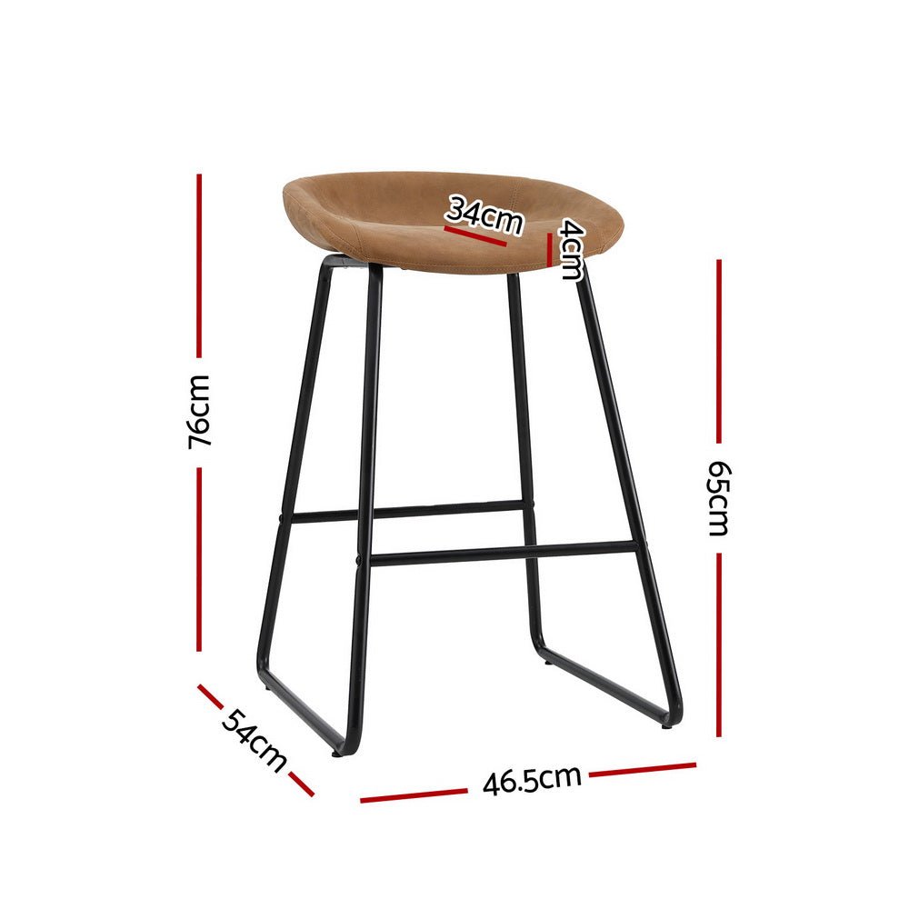 4x Bar Stools Kitchen Dining Chairs Counter Stool PU Leather Metal Brown - Furniture > Bar Stools & Chairs > Table & Bar Stools - Rivercity House & Home Co. (ABN 18 642 972 209) - Affordable Modern Furniture Australia