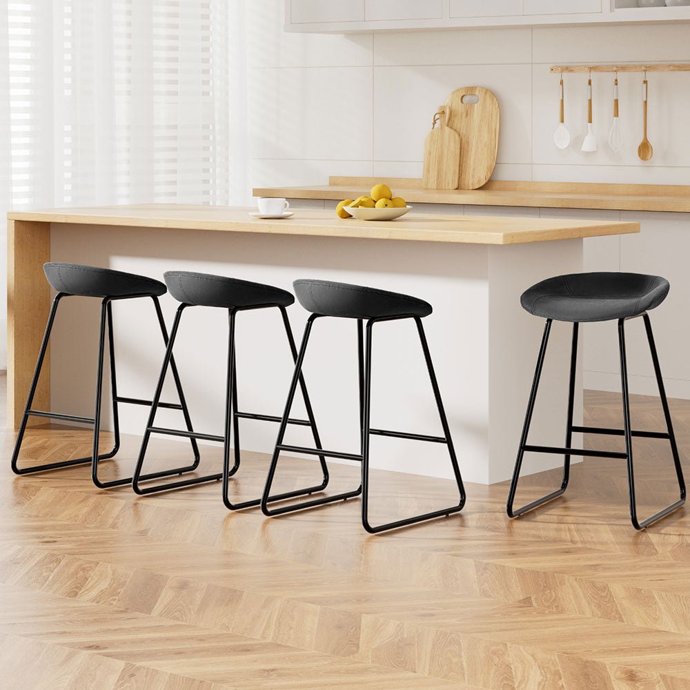 4x Bar Stools Kitchen Dining Chairs Counter Stool PU Leather Metal - Furniture > Bar Stools & Chairs > Table & Bar Stools - Rivercity House & Home Co. (ABN 18 642 972 209) - Affordable Modern Furniture Australia