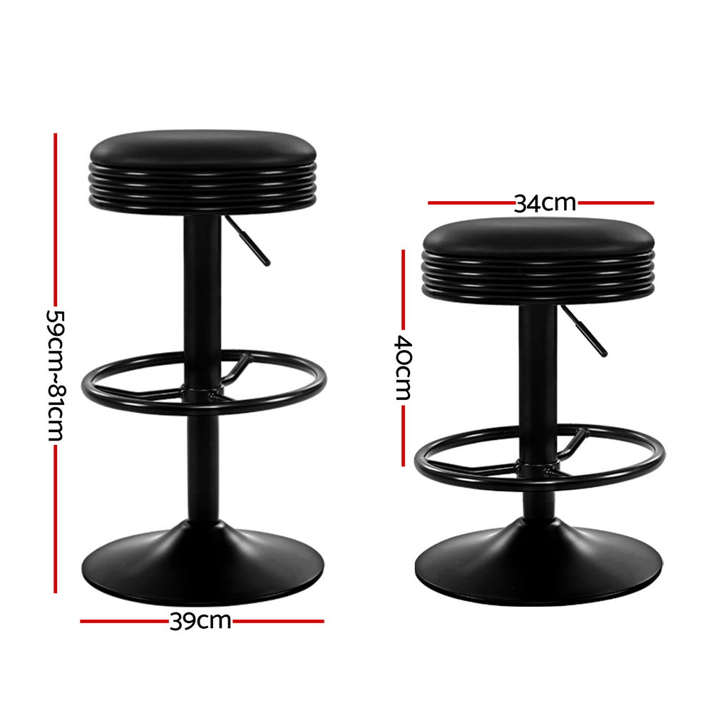 4x Bar Stools Leather Padded Gas Lift Black - Furniture > Bar Stools & Chairs > Massage Chairs - Rivercity House & Home Co. (ABN 18 642 972 209) - Affordable Modern Furniture Australia