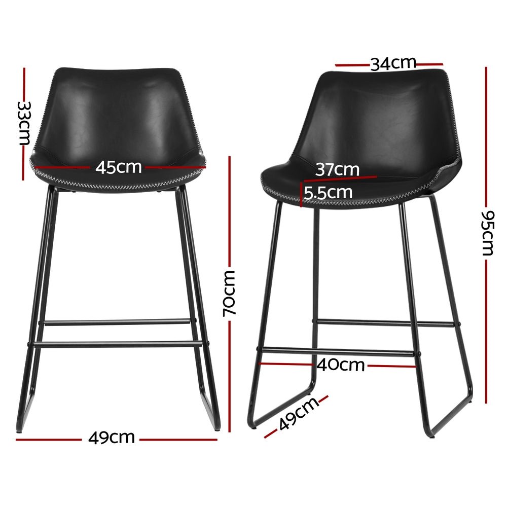 4x Bar Stools Leather Padded Metal Legs Black - Furniture > Bar Stools & Chairs > Massage Chairs - Rivercity House & Home Co. (ABN 18 642 972 209) - Affordable Modern Furniture Australia