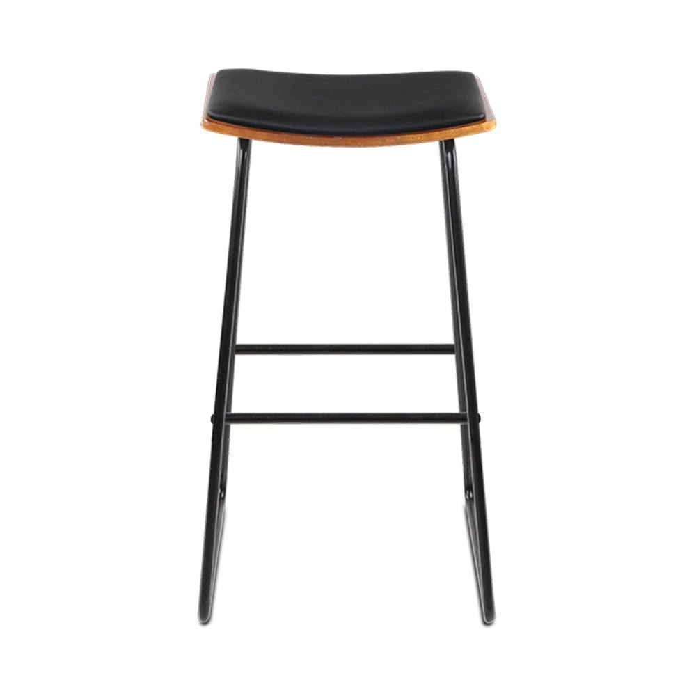 4x Bar Stools Leather Padded Metal - Furniture > Bar Stools & Chairs > Table & Bar Stools - Rivercity House & Home Co. (ABN 18 642 972 209) - Affordable Modern Furniture Australia