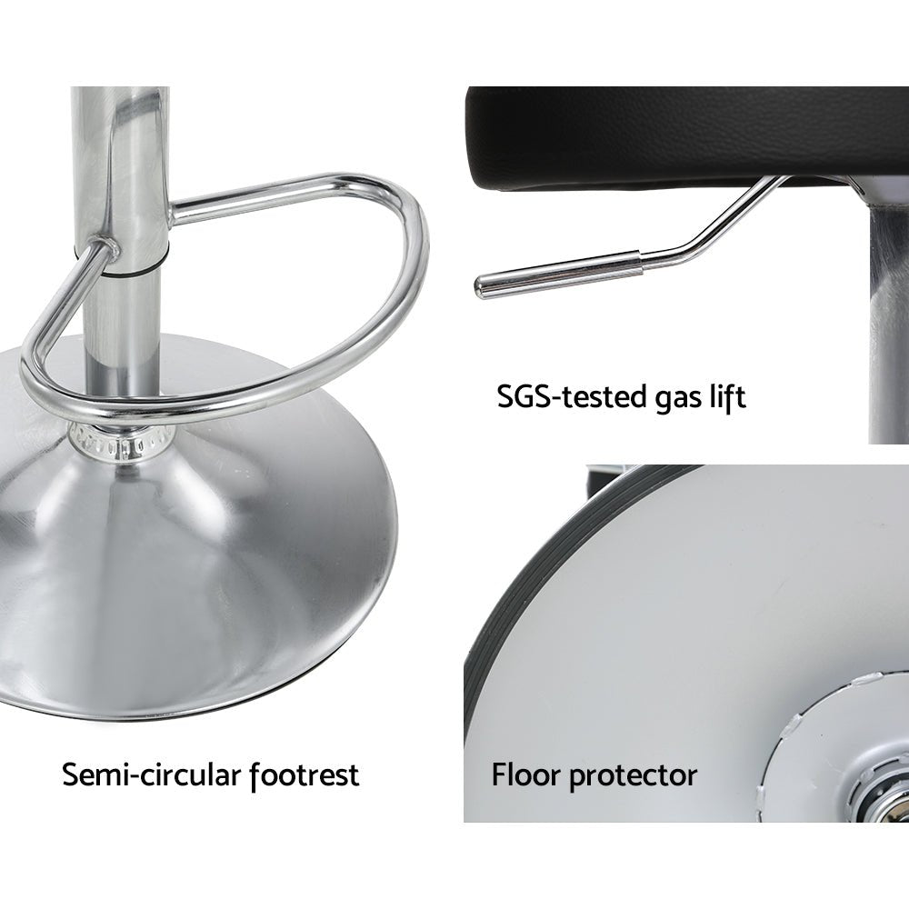 4x Bar Stools PU Leather Gas Lift Black - Furniture > Bar Stools & Chairs - Rivercity House & Home Co. (ABN 18 642 972 209) - Affordable Modern Furniture Australia