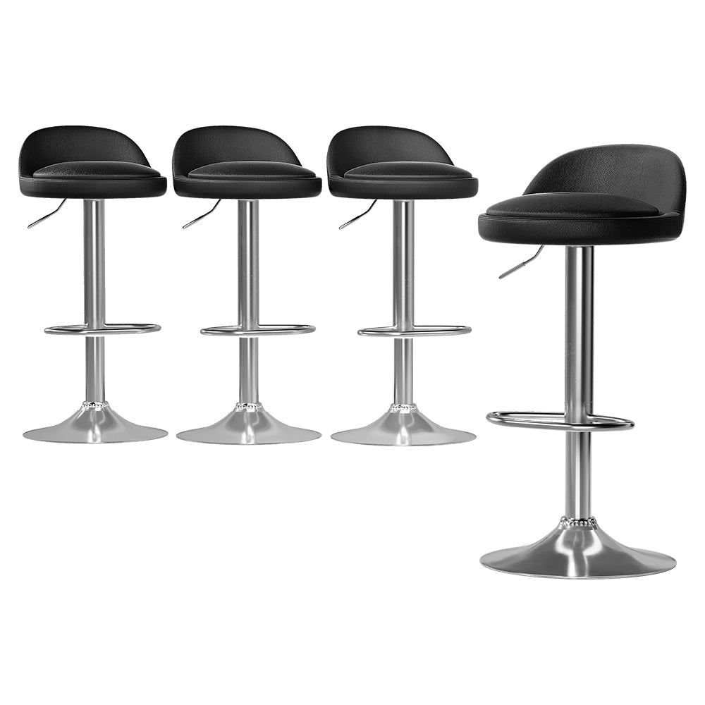 4x Bar Stools PU Leather Gas Lift Black - Furniture > Bar Stools & Chairs - Rivercity House & Home Co. (ABN 18 642 972 209) - Affordable Modern Furniture Australia