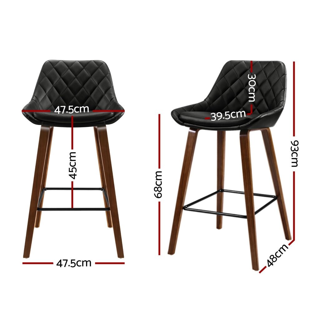 4x Bar Stools PU Seat Wooden - Furniture > Bar Stools & Chairs > Table & Bar Stools - Rivercity House & Home Co. (ABN 18 642 972 209) - Affordable Modern Furniture Australia