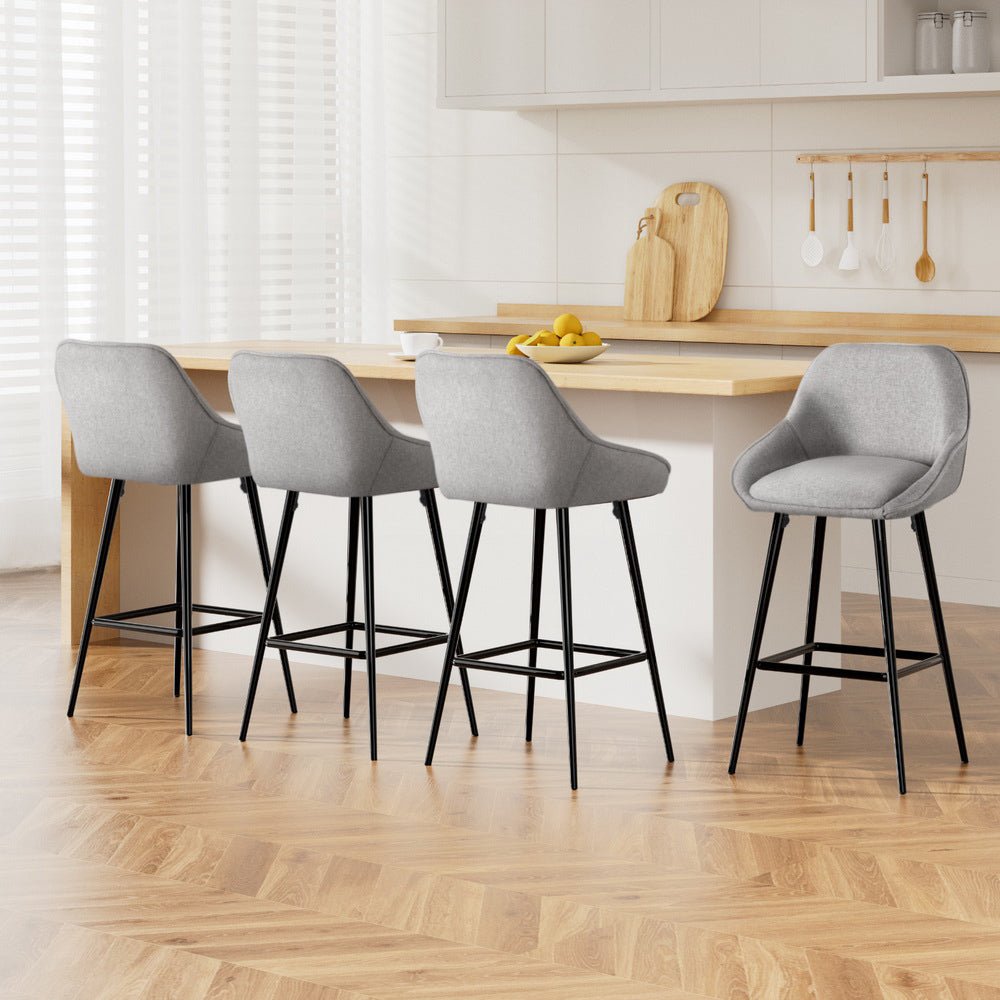 4x Bar Stools Upholstered Stool Counter Seat Kitchen Dining Chairs - Furniture > Bar Stools & Chairs > Massage Chairs - Rivercity House & Home Co. (ABN 18 642 972 209) - Affordable Modern Furniture Australia