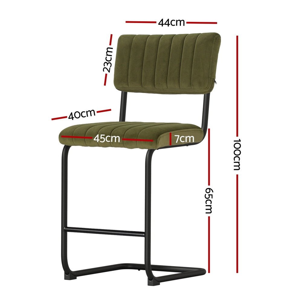 4x Bar Stools Velvet Chairs Green - Furniture > Bar Stools & Chairs > Table & Bar Stools - Rivercity House & Home Co. (ABN 18 642 972 209) - Affordable Modern Furniture Australia