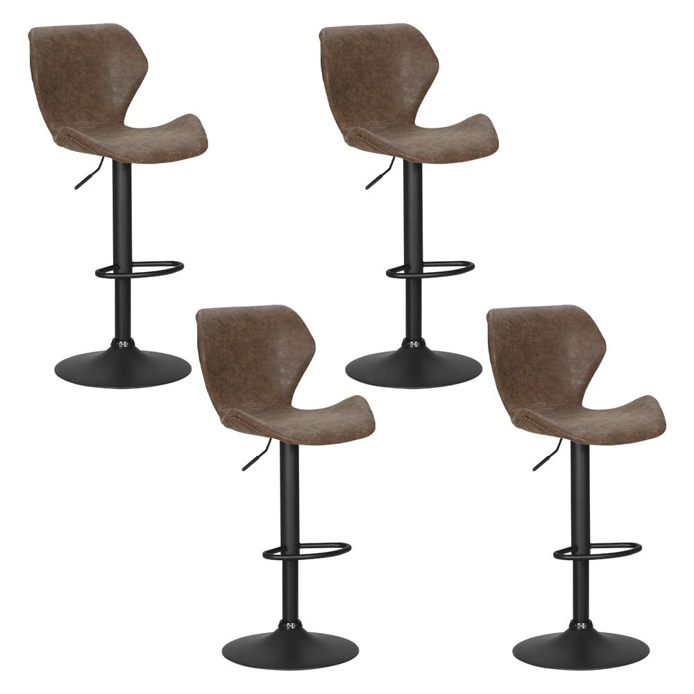 4x Bar Stools Vintage Leather Gas Lift Brown - Furniture > Bar Stools & Chairs > Massage Chairs - Rivercity House & Home Co. (ABN 18 642 972 209) - Affordable Modern Furniture Australia