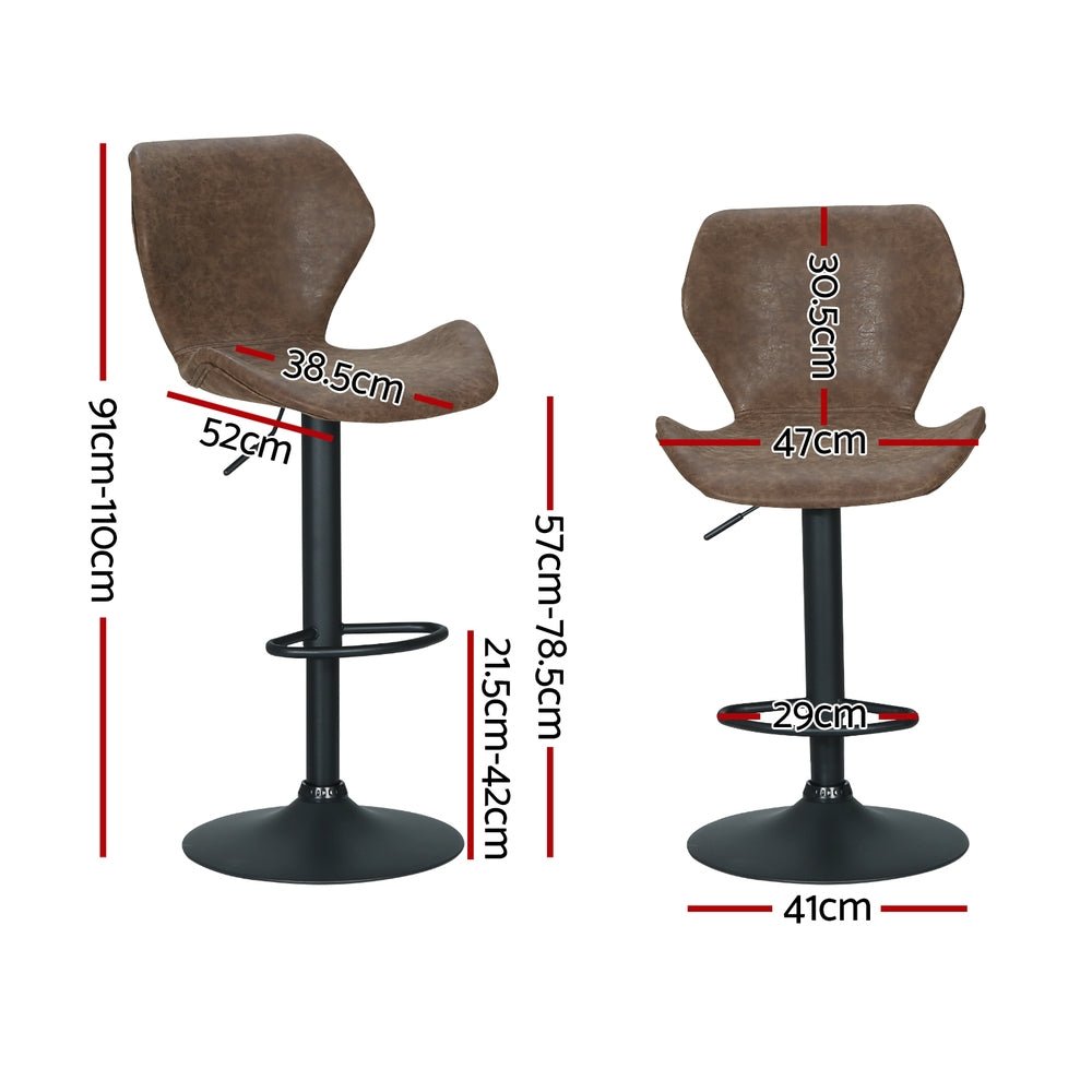 4x Bar Stools Vintage Leather Gas Lift Brown - Furniture > Bar Stools & Chairs > Massage Chairs - Rivercity House & Home Co. (ABN 18 642 972 209) - Affordable Modern Furniture Australia