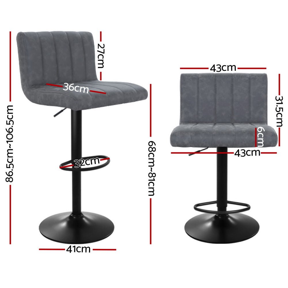 4x Bar Stools Vintage Leather Gas Lift Grey - Furniture > Bar Stools & Chairs > Massage Chairs - Rivercity House & Home Co. (ABN 18 642 972 209) - Affordable Modern Furniture Australia