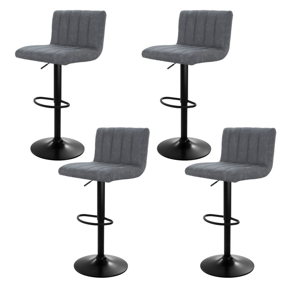 4x Bar Stools Vintage Leather Gas Lift Grey - Furniture > Bar Stools & Chairs > Massage Chairs - Rivercity House & Home Co. (ABN 18 642 972 209) - Affordable Modern Furniture Australia