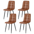 4x Dining Chairs Retro PU Leather Kitchen Lounge Cafe Accent Chair Brown