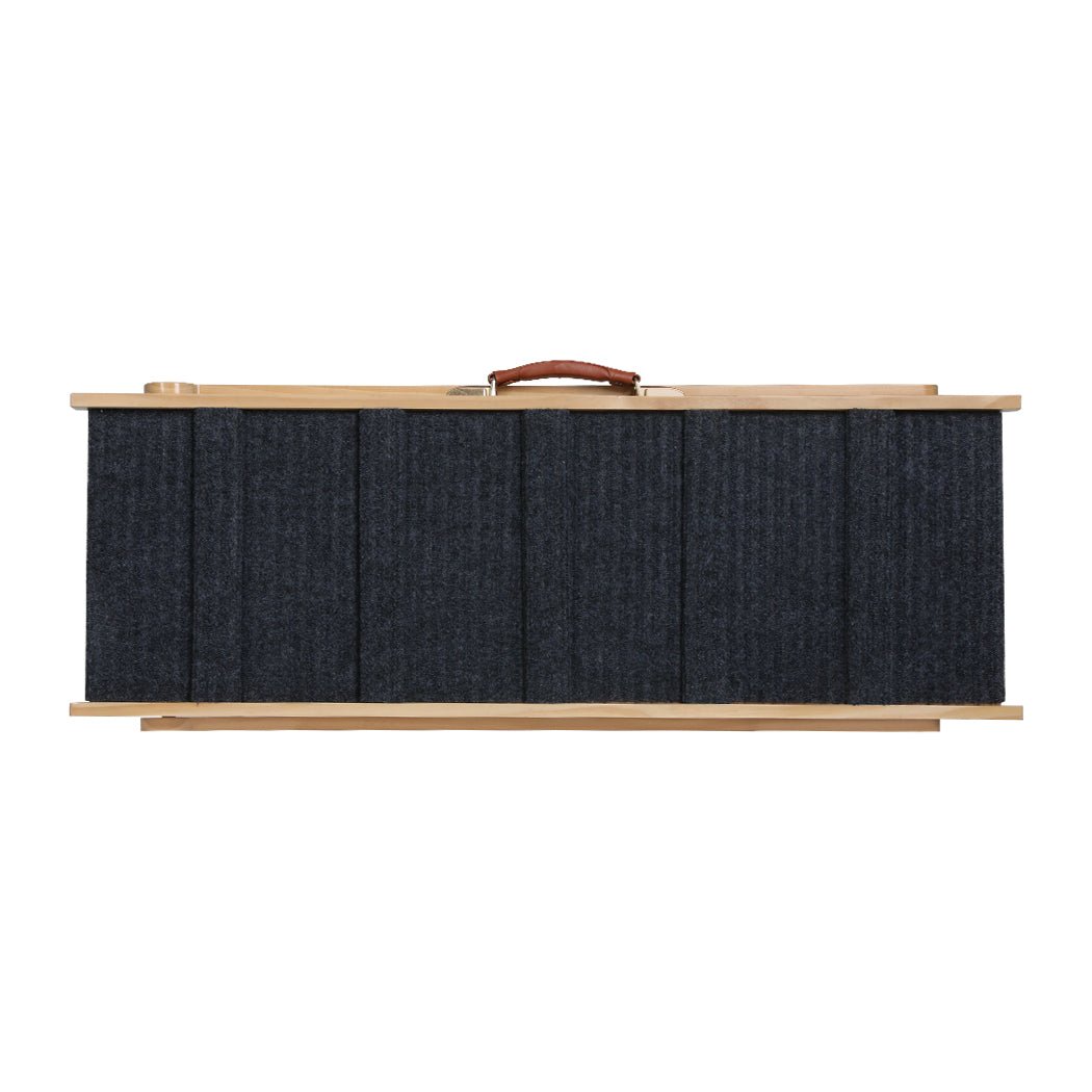 5 - Level Adjustable Height Wood Pet Ramp with Handle - Wood & Greige - Rivercity House & Home Co. (ABN 18 642 972 209) - Affordable Modern Furniture Australia