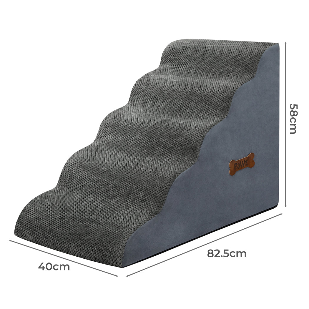 5 - Step High Density Foam Pet Stairs with Non - Slip Surface - Grey - Rivercity House & Home Co. (ABN 18 642 972 209) - Affordable Modern Furniture Australia