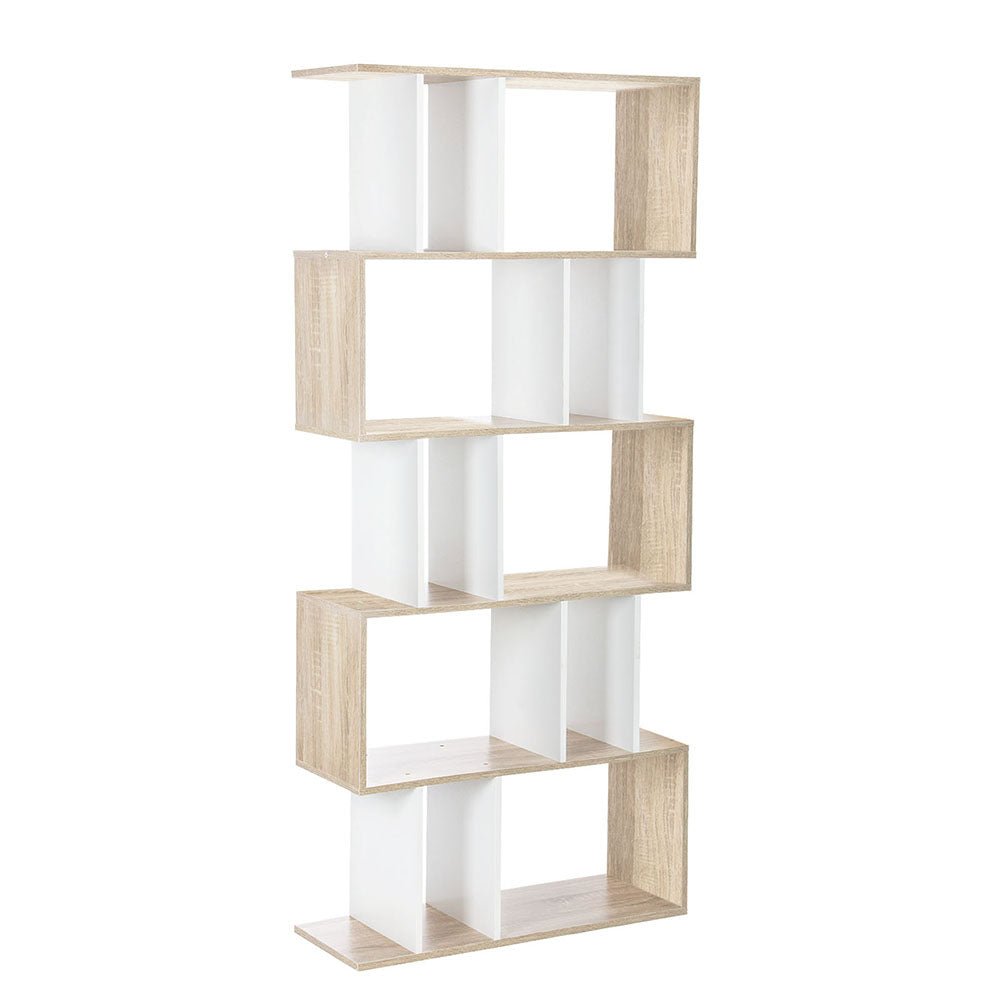 5 Tier Display Shelf (White & Wood Oak) - Furniture - Rivercity House & Home Co. (ABN 18 642 972 209) - Affordable Modern Furniture Australia