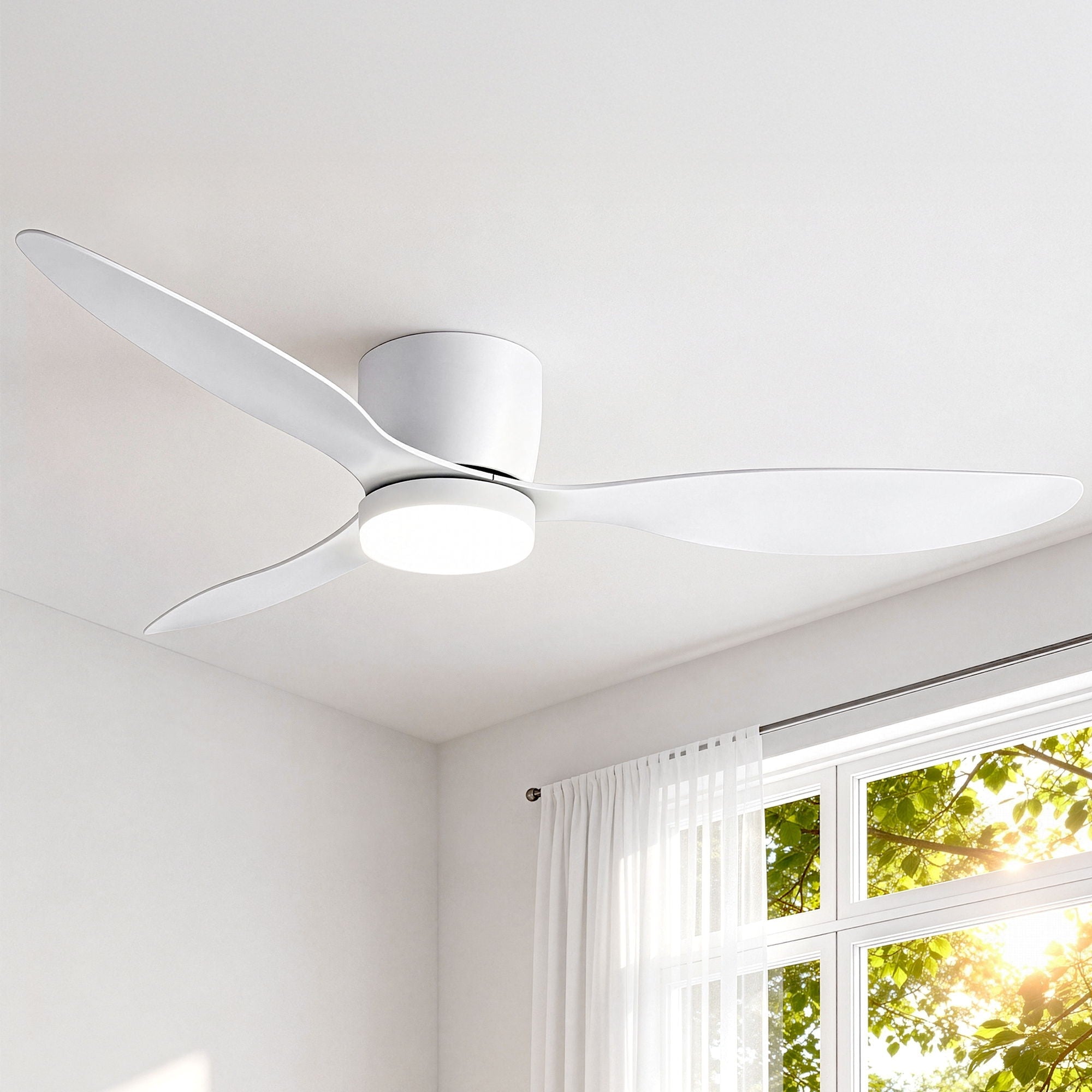 52'' Ceiling Fan 3 Blades DC Motor w/Light w/Remote White - Appliances > Fans > Ceiling Fans - Rivercity House & Home Co. (ABN 18 642 972 209) - Affordable Modern Furniture Australia