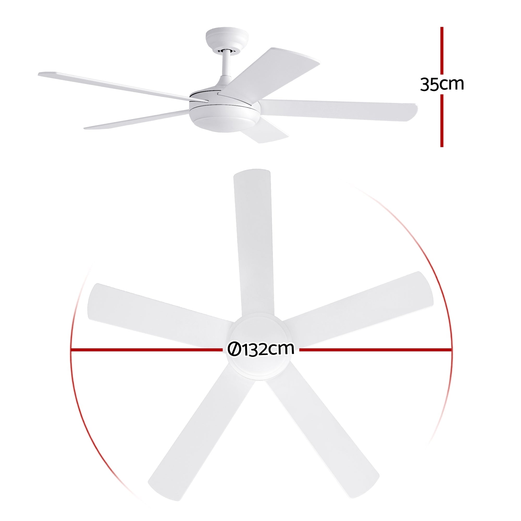 52'' Ceiling Fan 5 Blades DC Motor w/Light w/Remote White - Appliances > Fans > Ceiling Fans - Rivercity House & Home Co. (ABN 18 642 972 209) - Affordable Modern Furniture Australia