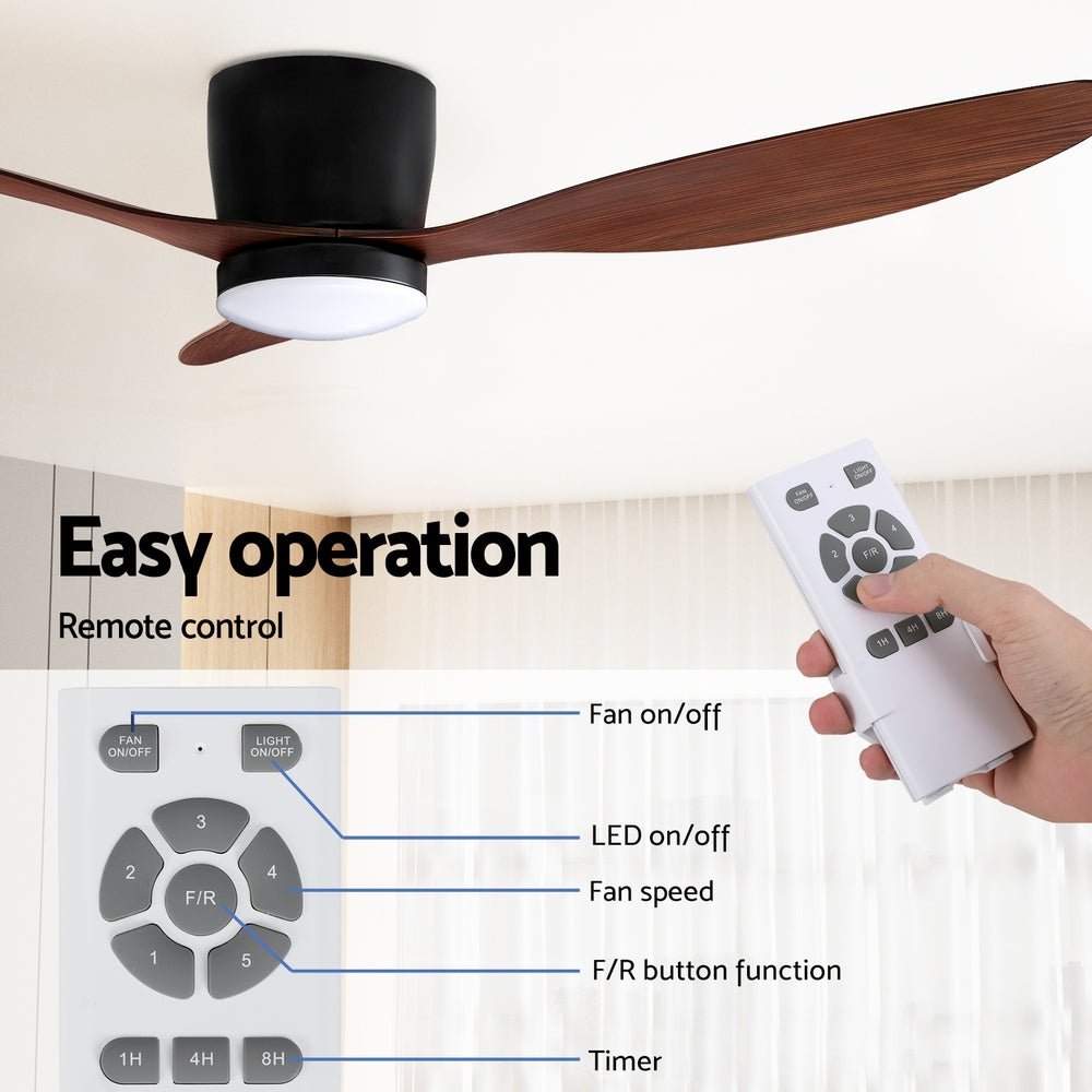 52'' Ceiling Fan DC Motor w/Light w/Remote - Dark Wood - Appliances > Fans > Ceiling Fans - Rivercity House & Home Co. (ABN 18 642 972 209) - Affordable Modern Furniture Australia