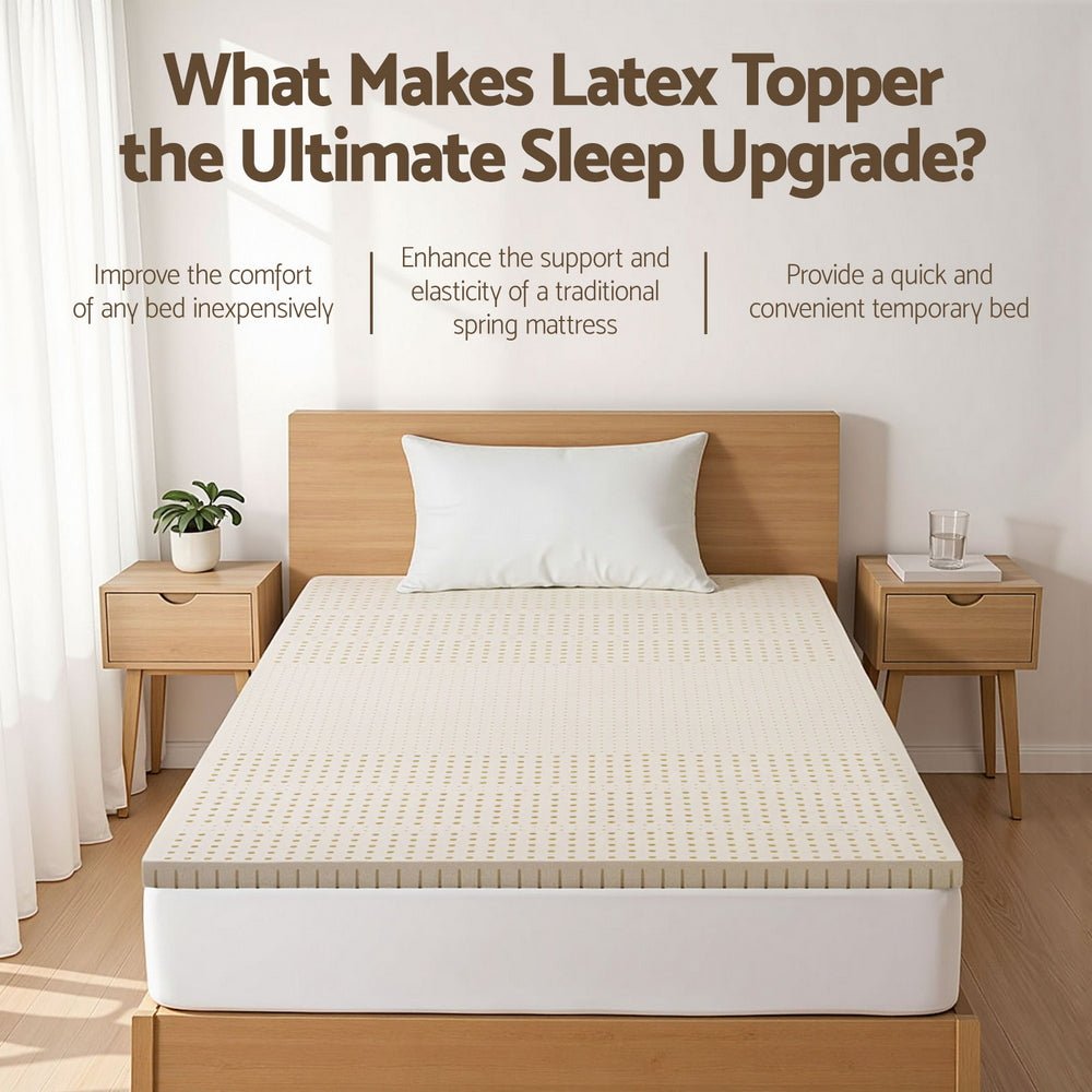 5cm Single Latex Mattress Topper - White - Furniture > Mattresses > Mattress Toppers - Rivercity House & Home Co. (ABN 18 642 972 209) - Affordable Modern Furniture Australia