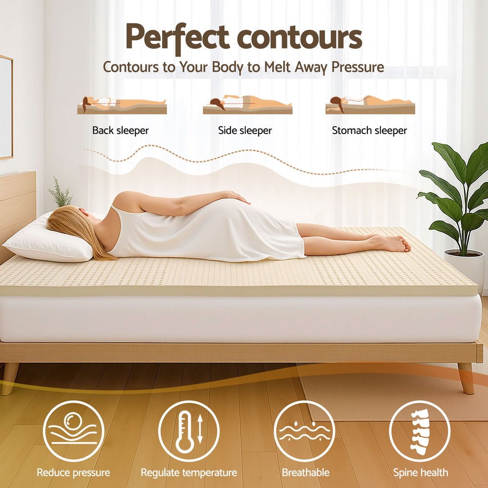 5cm Single Latex Mattress Topper - White - Furniture > Mattresses > Mattress Toppers - Rivercity House & Home Co. (ABN 18 642 972 209) - Affordable Modern Furniture Australia